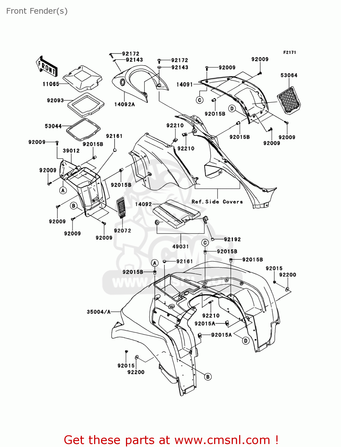 Kawasaki KVF750JEF BRUTE FORCE 750 4X4I EPS 2014 USA Front Fender(s