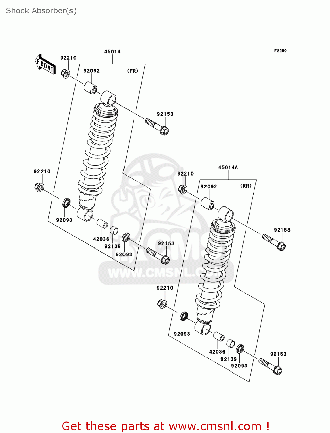 Kawasaki KVF750-LCF BRUTE FORCE 750 4X4I 2012 USA Shock Absorber(s
