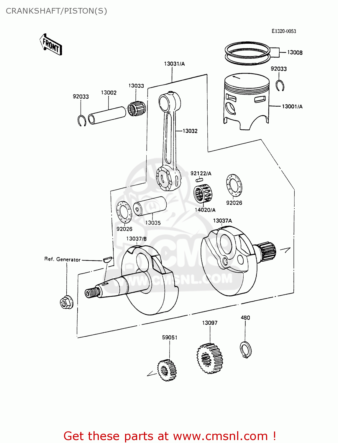 CRANKSHAFT/PISTON(S) KX100-A1 1989 UNITED KINGDOM AL