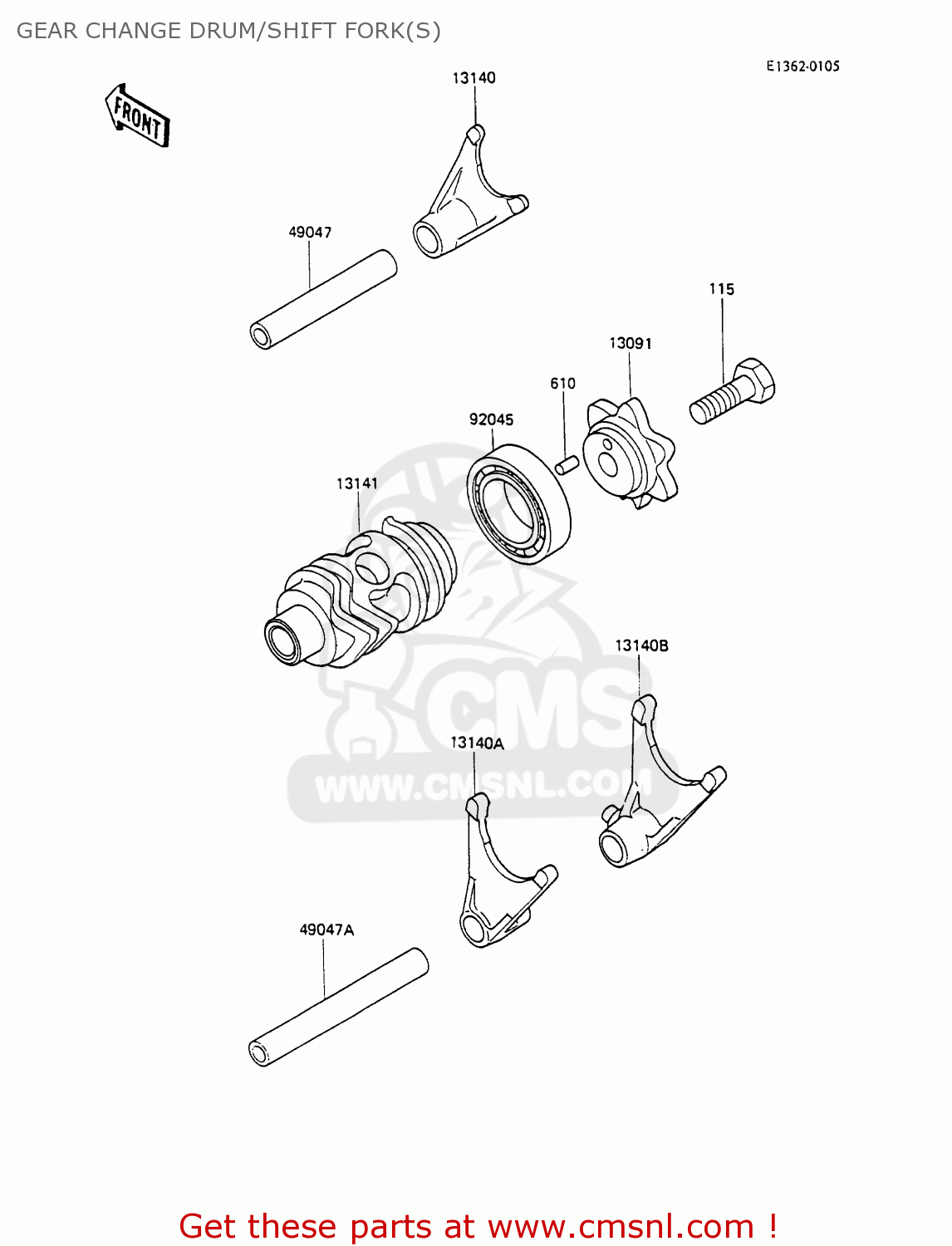 GEAR CHANGE DRUM/SHIFT FORK(S) KX100-A1 1989 UNITED KINGDOM AL