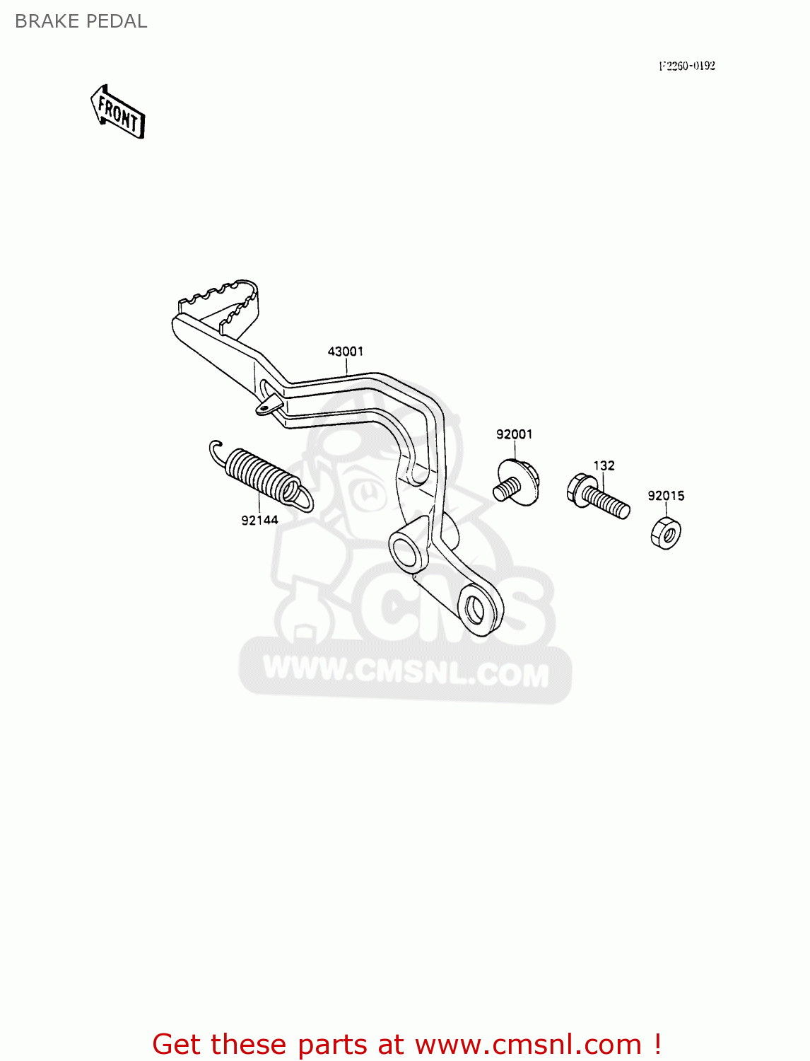 BRAKE PEDAL KX100-A1 1989 UNITED KINGDOM AL