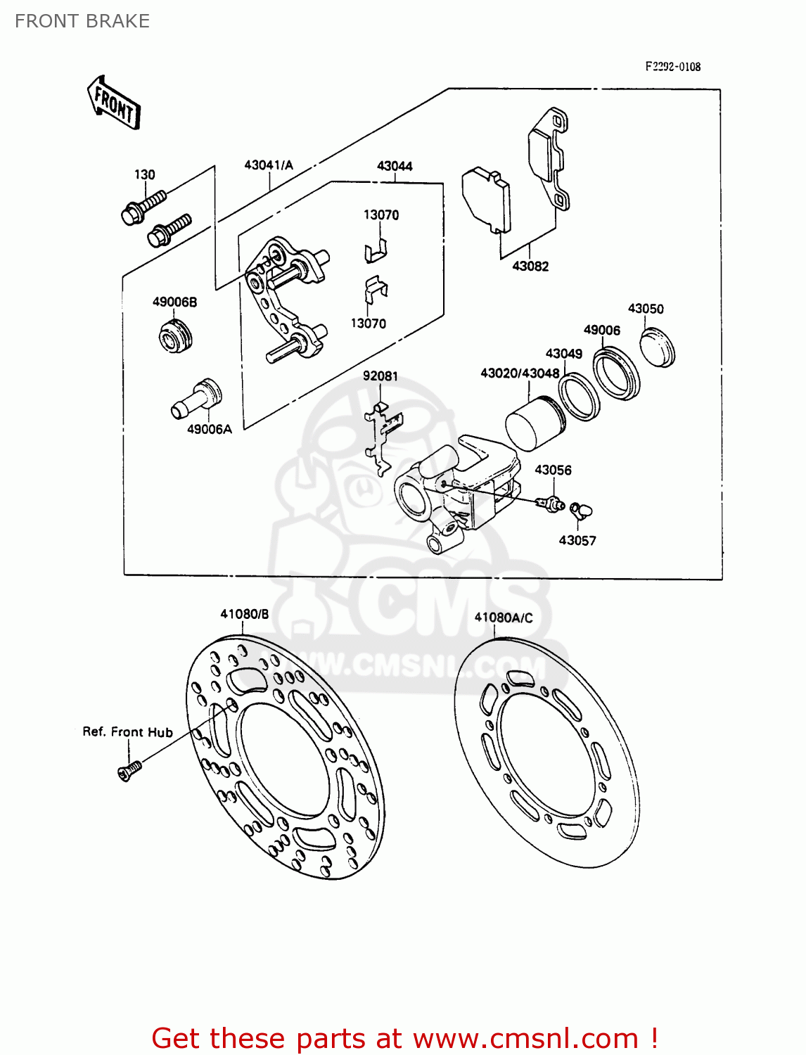 FRONT BRAKE KX100-A2 1990 UNITED KINGDOM AL AS