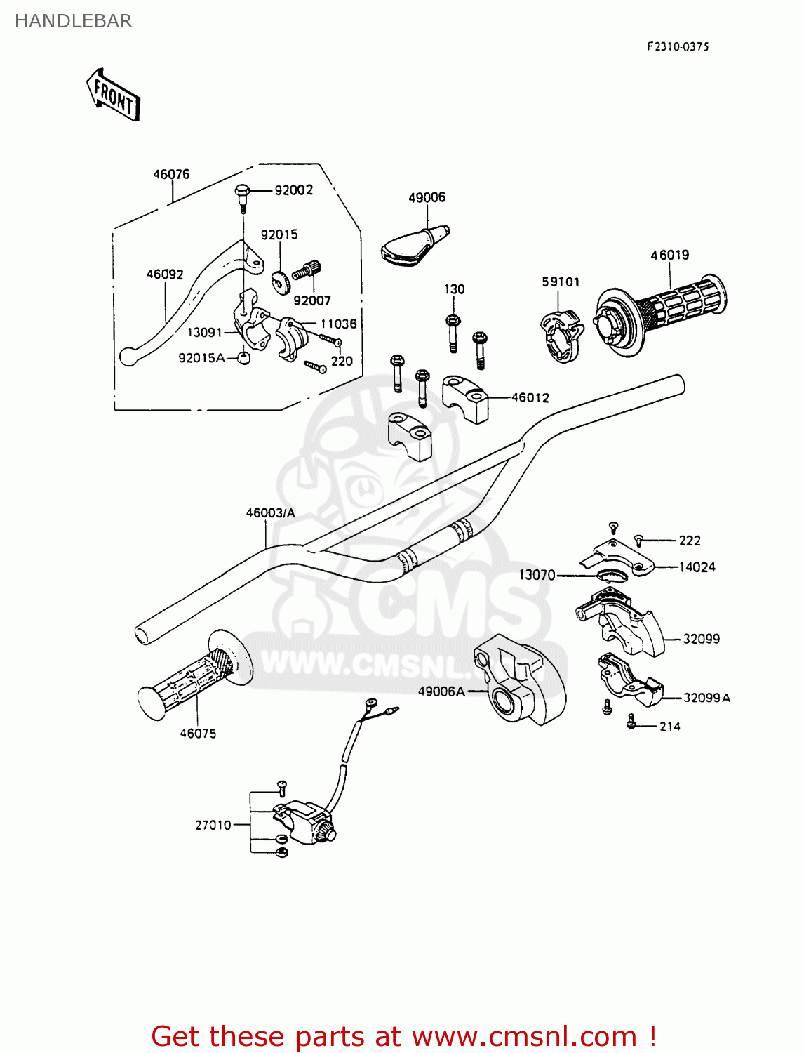 HANDLEBAR KX100-A2 1990 UNITED KINGDOM AL AS