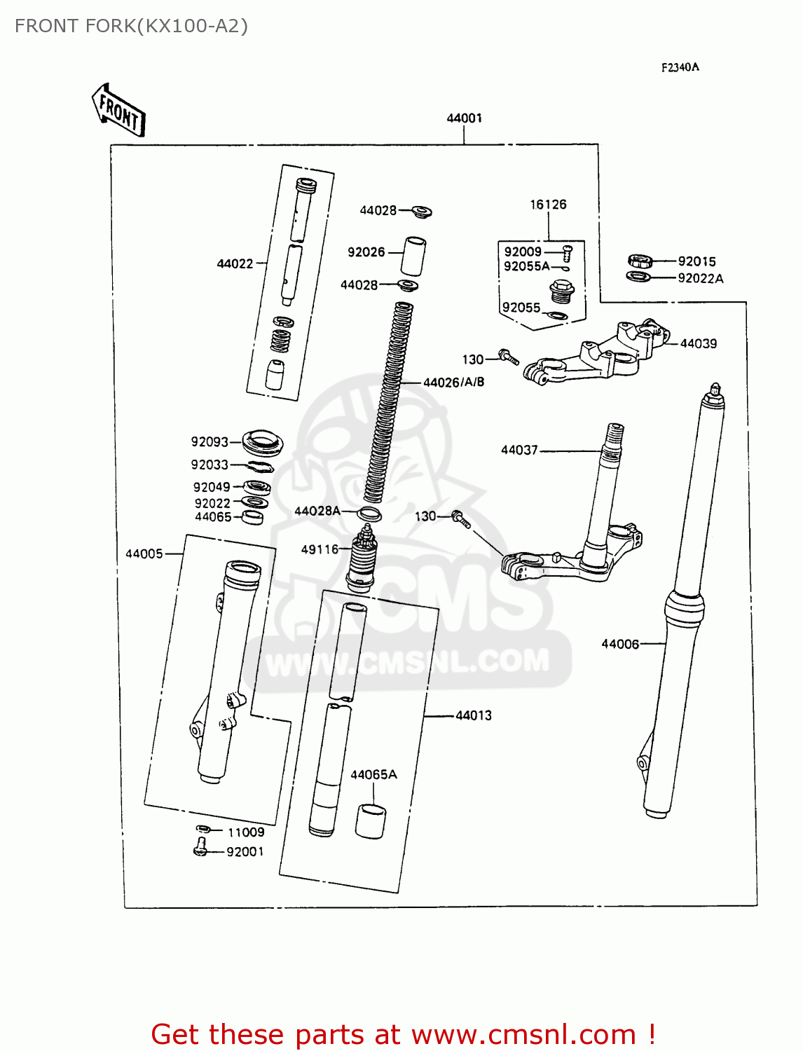 FRONT FORK(KX100-A2) KX100-A2 1990 UNITED KINGDOM AL AS