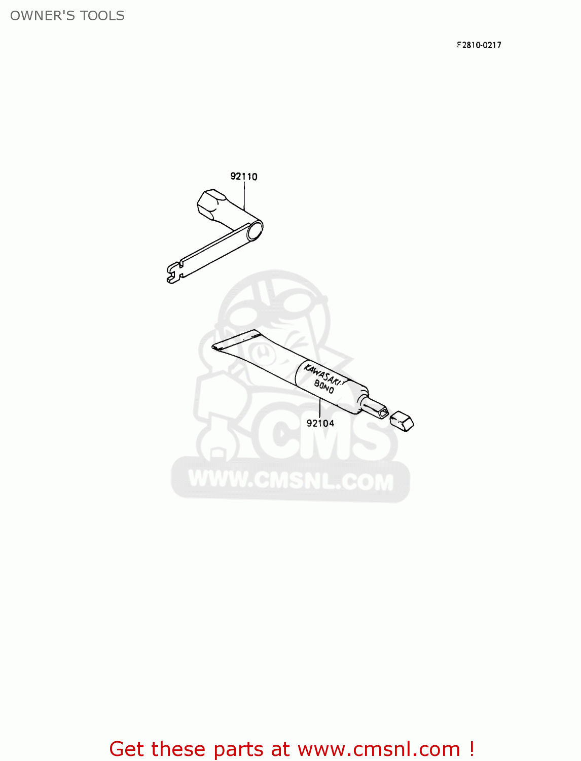 OWNER'S TOOLS KX100-A2 1990 UNITED KINGDOM AL AS