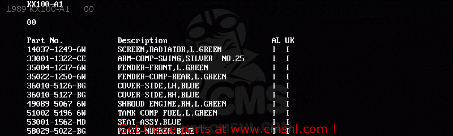 1989 KX100-A1     00 KX100-A2 1990 UNITED KINGDOM AL AS