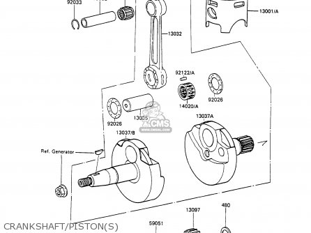 CRANKSHAFT/PISTON(S) - KX100-A2 1990 UNITED KINGDOM AL AS