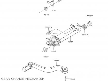 GEAR CHANGE MECHANISM - KX100-A2 1990 UNITED KINGDOM AL AS