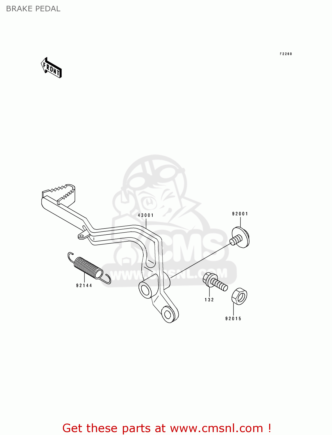 BRAKE PEDAL KX100-B1 1991 UNITED KINGDOM AL AS