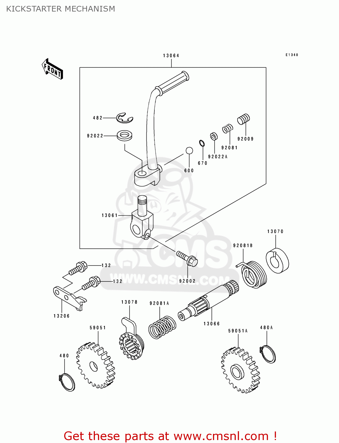 KICKSTARTER MECHANISM KX100-B2 1992 EUROPE UK AL AS