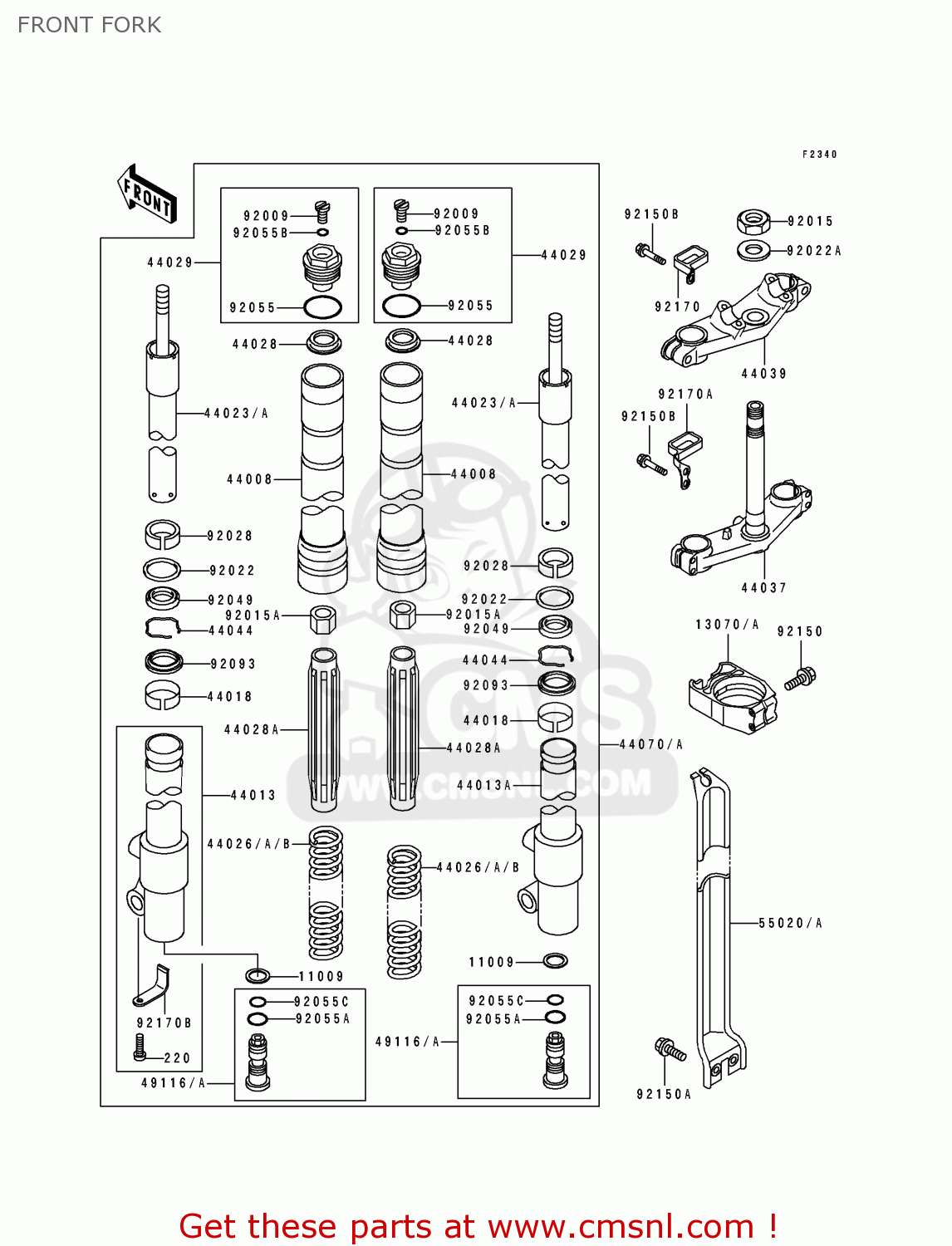 FRONT FORK KX100-B2 1992 EUROPE UK AL AS