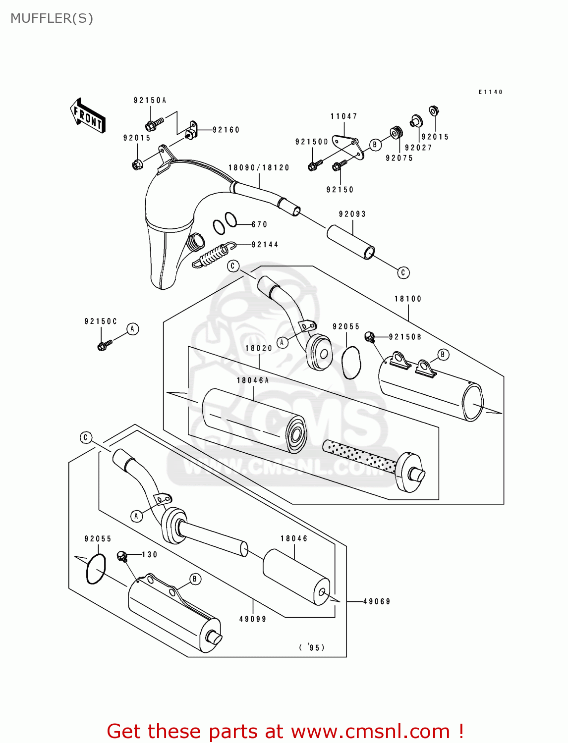 MUFFLER(S) KX100-B5 1995 USA