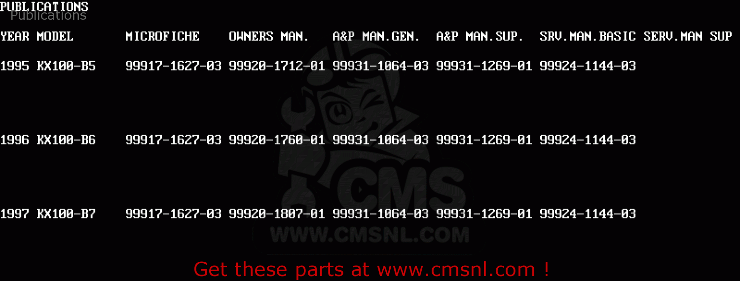 Publications KX100-B5 1995 USA