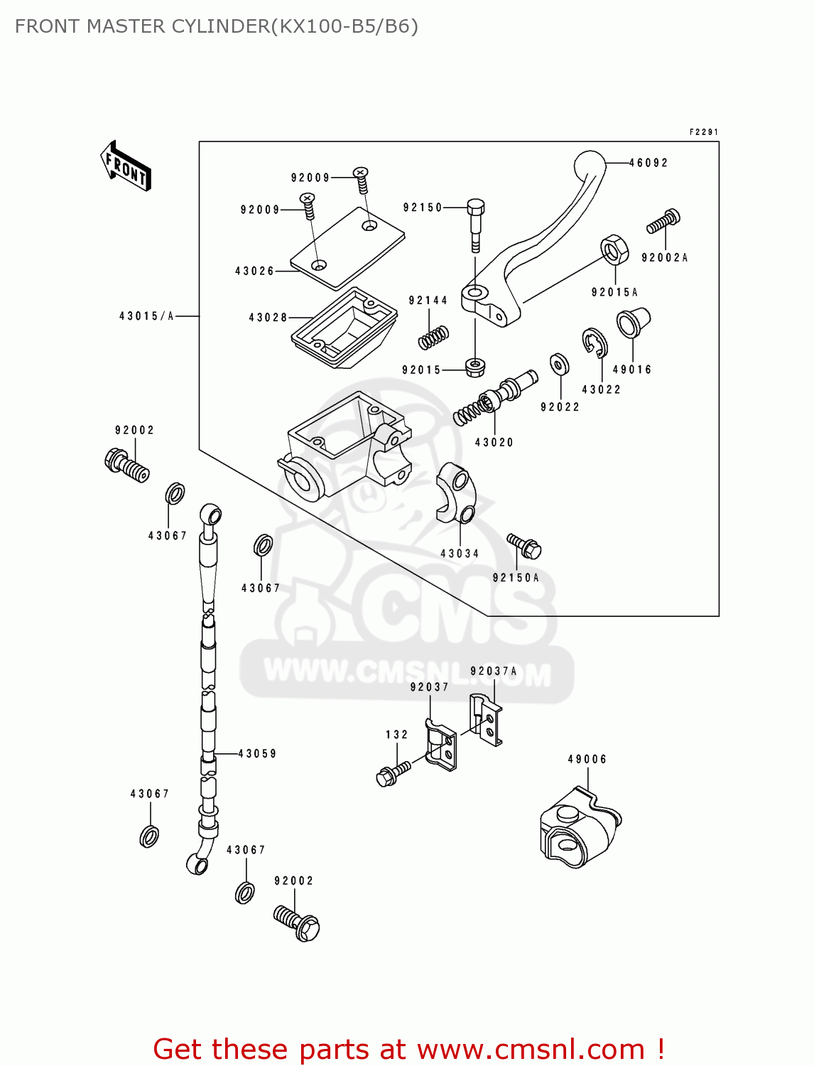FRONT MASTER CYLINDER(KX100-B5/B6) KX100-B6 1996 USA