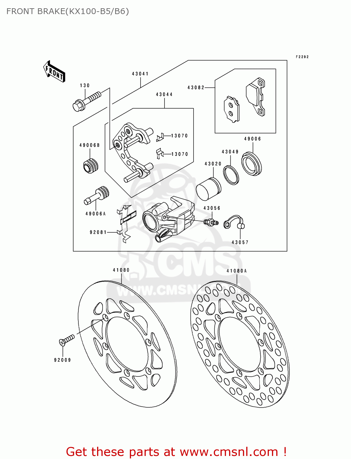 FRONT BRAKE(KX100-B5/B6) KX100-B6 1996 USA
