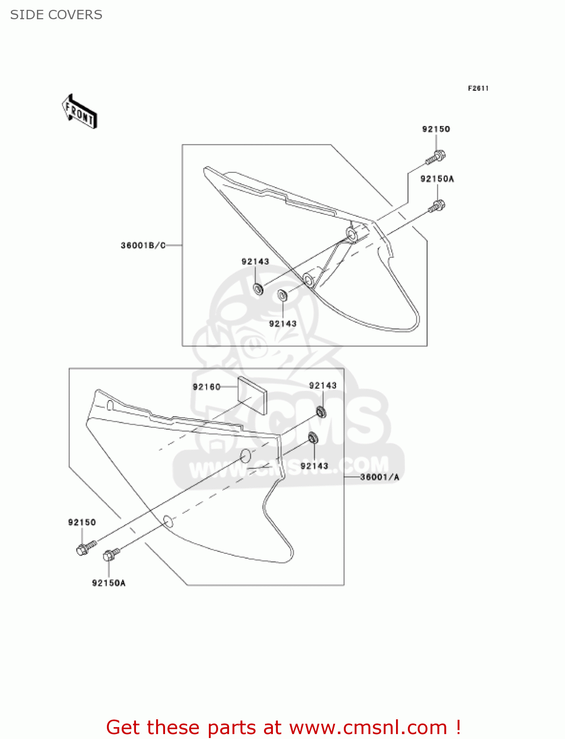 SIDE COVERS KX100-D1 KX100 2001 USA CANADA
