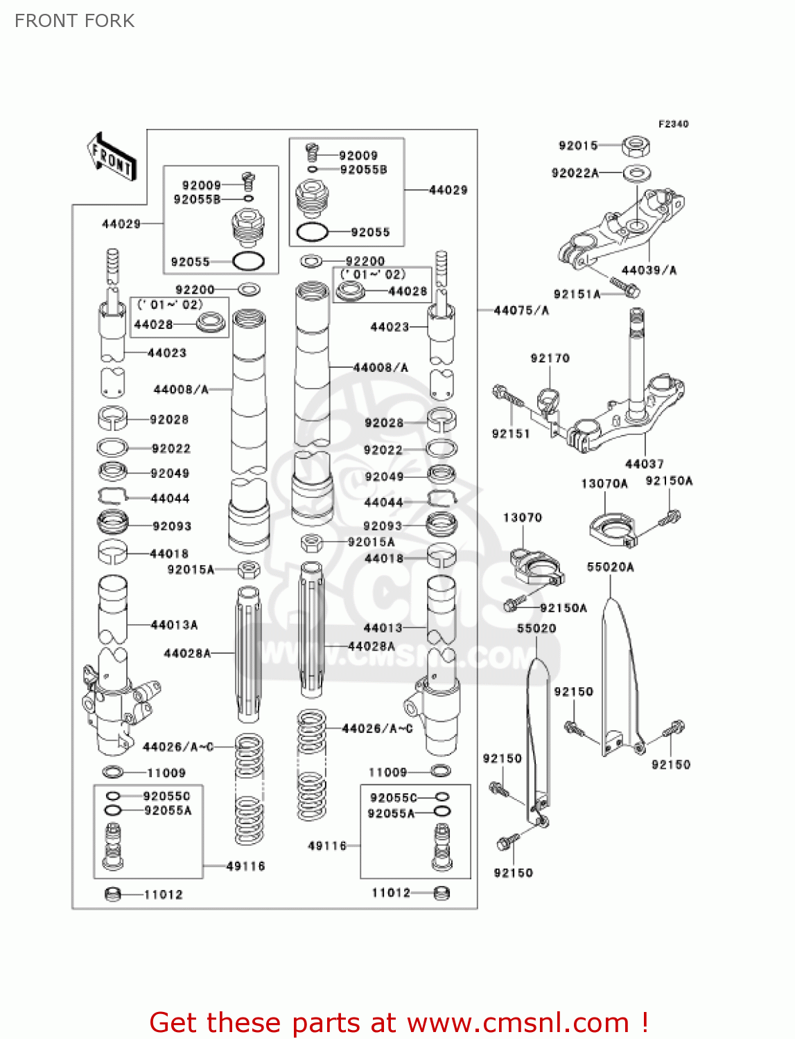 FRONT FORK KX100-D1 KX100 2001 USA CANADA