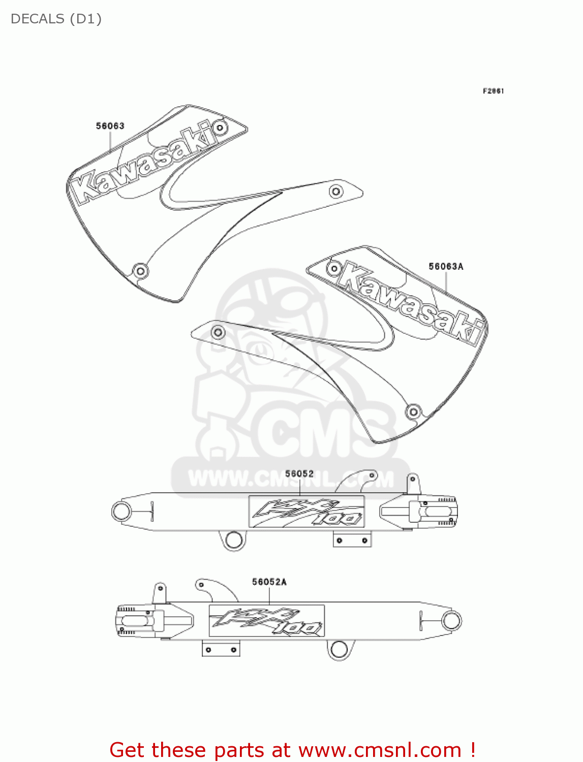 DECALS (D1) KX100-D1 KX100 2001 USA CANADA