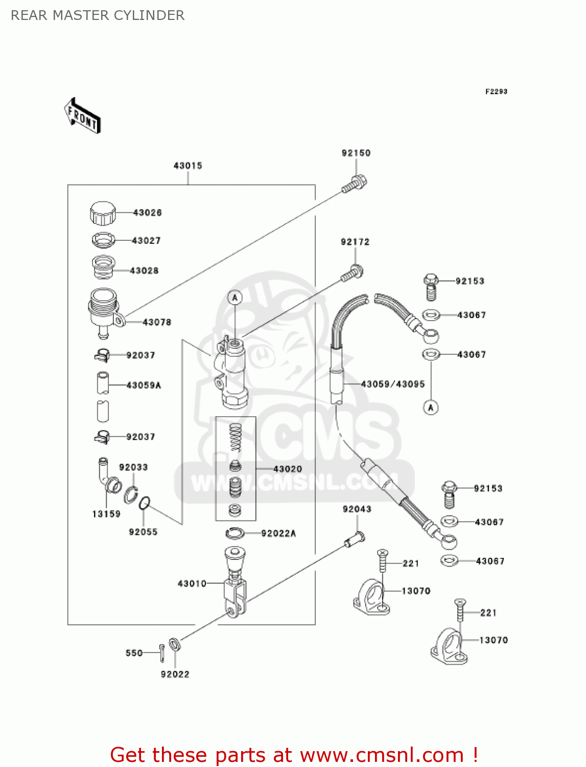 REAR MASTER CYLINDER KX100-D1 KX100 2001 USA CANADA