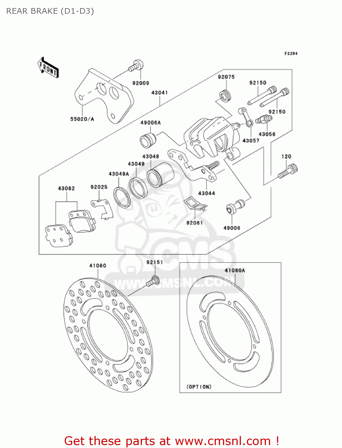 REAR BRAKE (D1-D3) KX100-D1 KX100 2001 USA CANADA