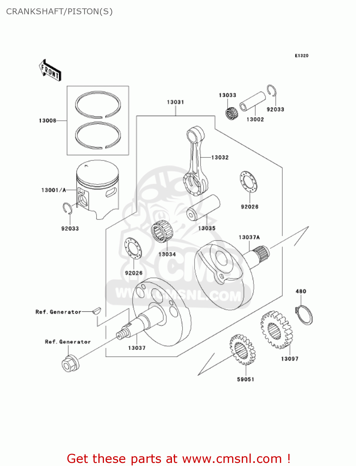 CRANKSHAFT/PISTON(S) KX100-D1 KX100 2001 USA CANADA