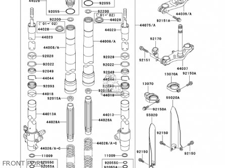 FRONT FORK - KX100-D1 KX100 2001 USA CANADA