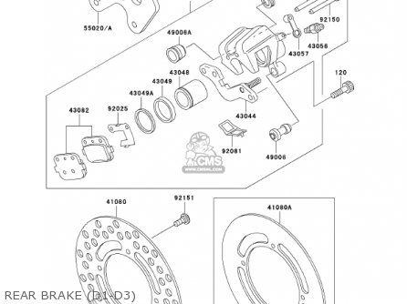 REAR BRAKE (D1-D3) - KX100-D1 KX100 2001 USA CANADA