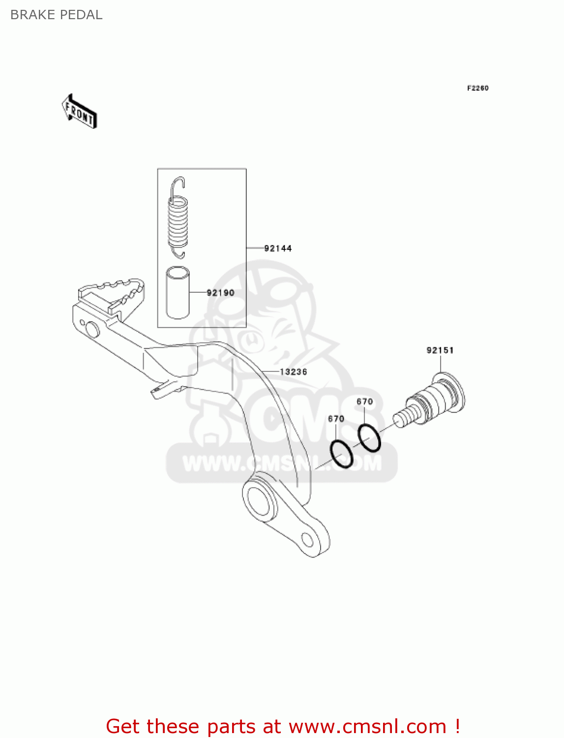 BRAKE PEDAL KX100-D2 KX100 2002 USA CANADA