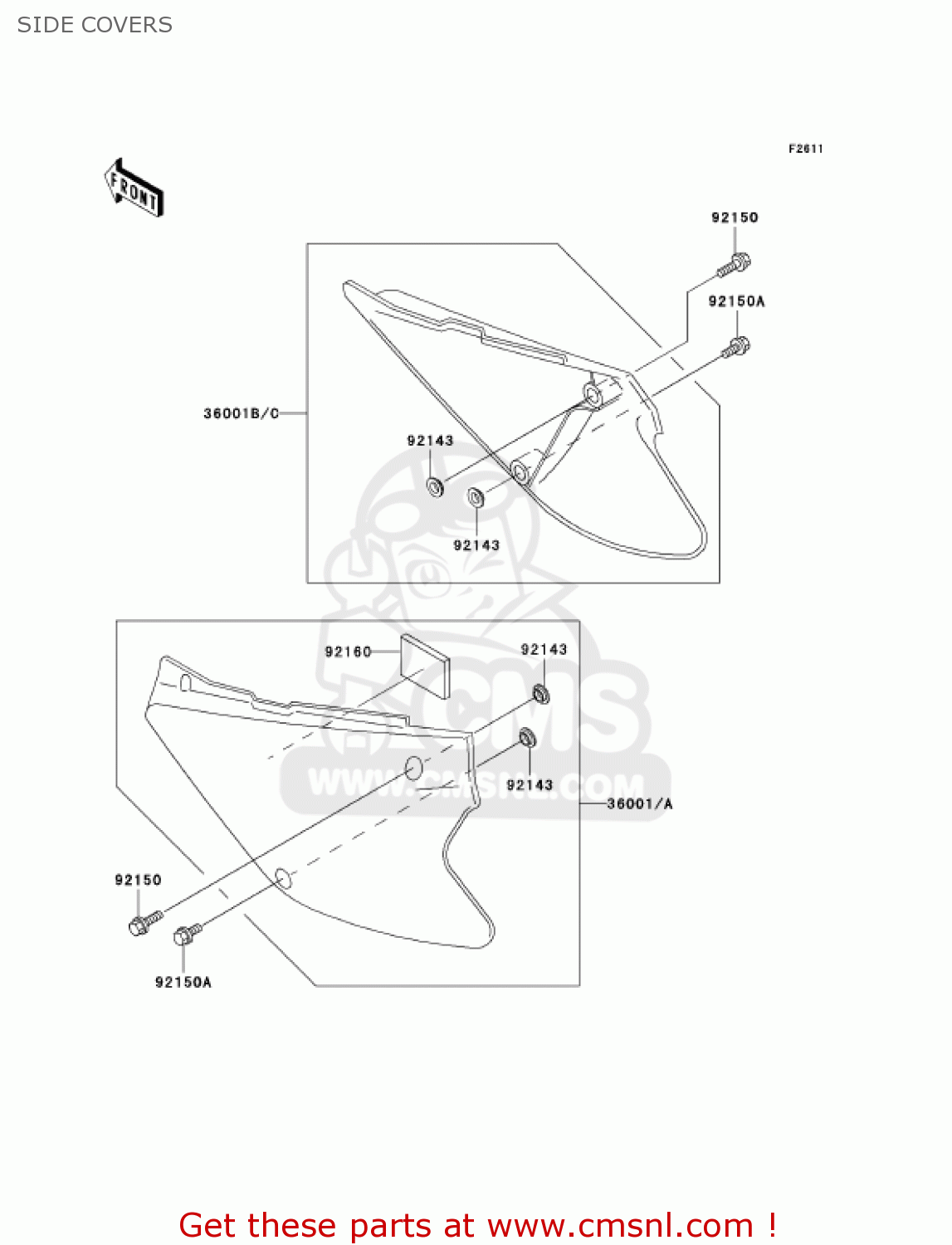SIDE COVERS KX100-D2 KX100 2002 USA CANADA