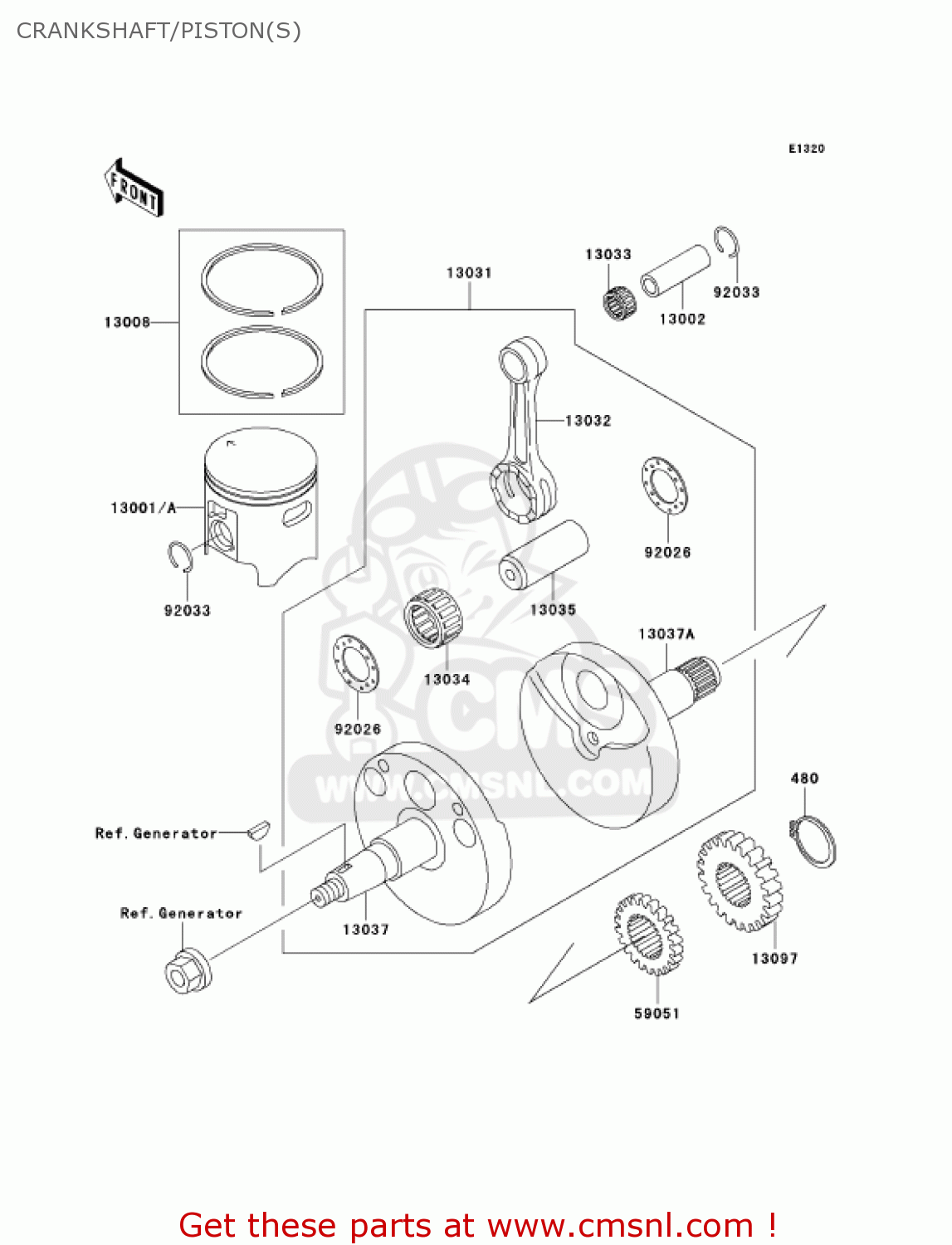 CRANKSHAFT/PISTON(S) KX100-D3 KX100 2003 USA CANADA