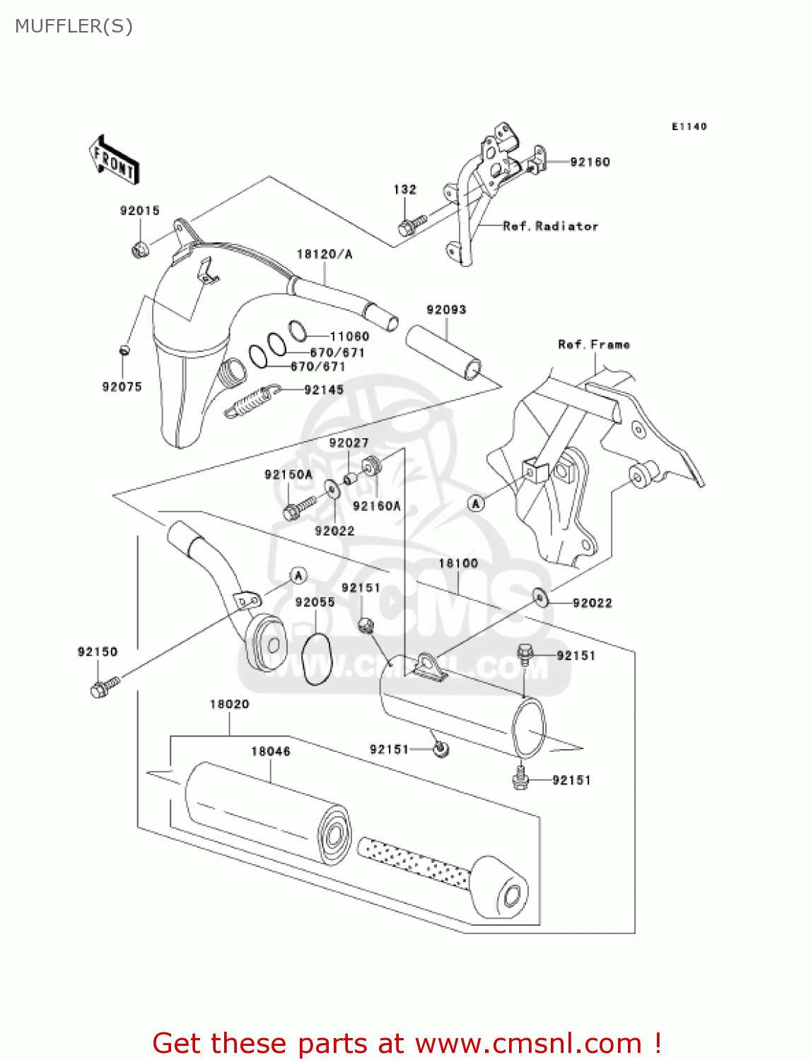 MUFFLER(S) KX100-D3 KX100 2003 USA CANADA
