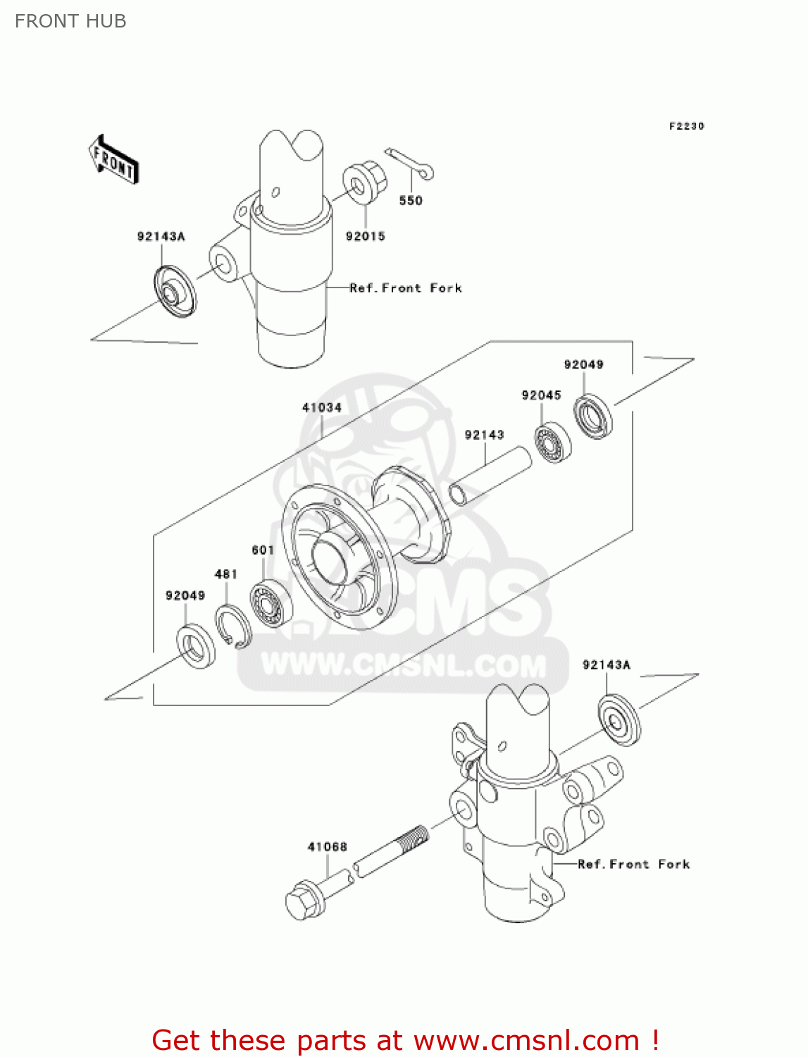 FRONT HUB KX100-D4 KX100 2004 USA CANADA