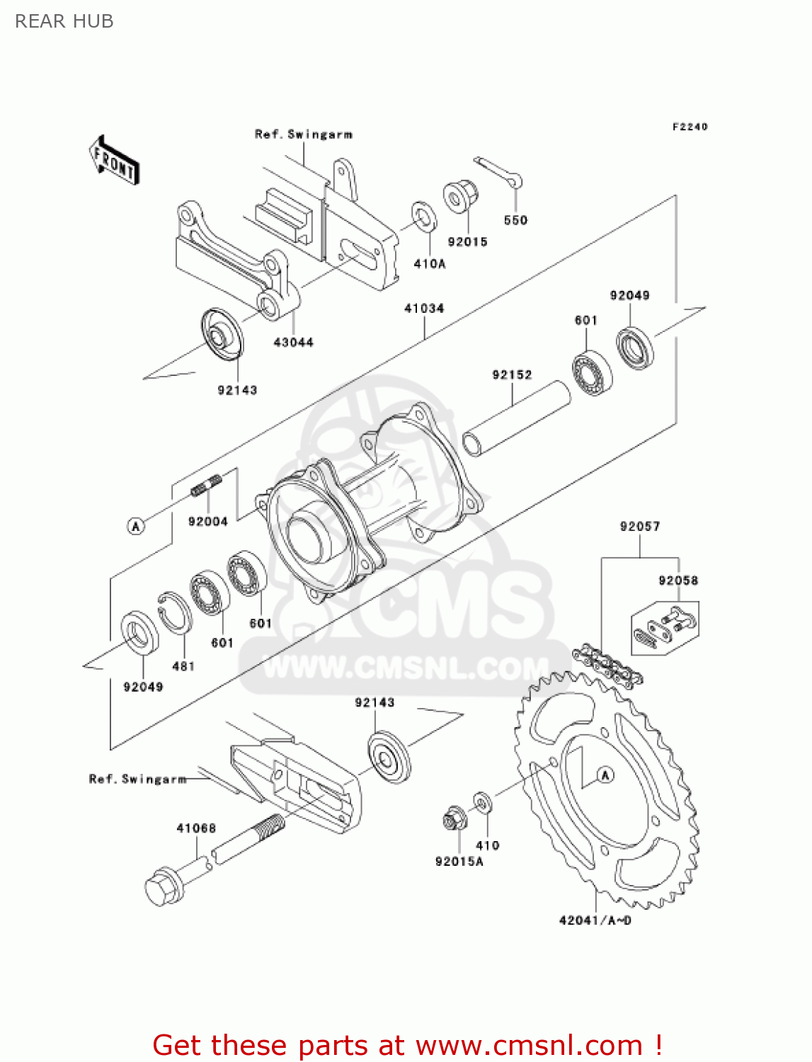 REAR HUB KX100-D4 KX100 2004 USA CANADA