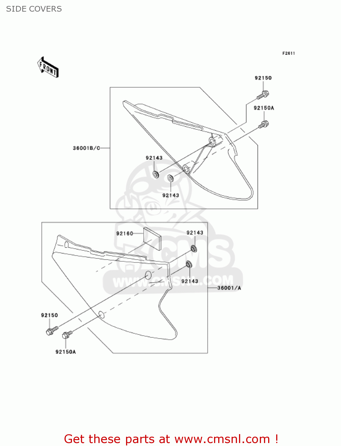SIDE COVERS KX100-D4 KX100 2004 USA CANADA