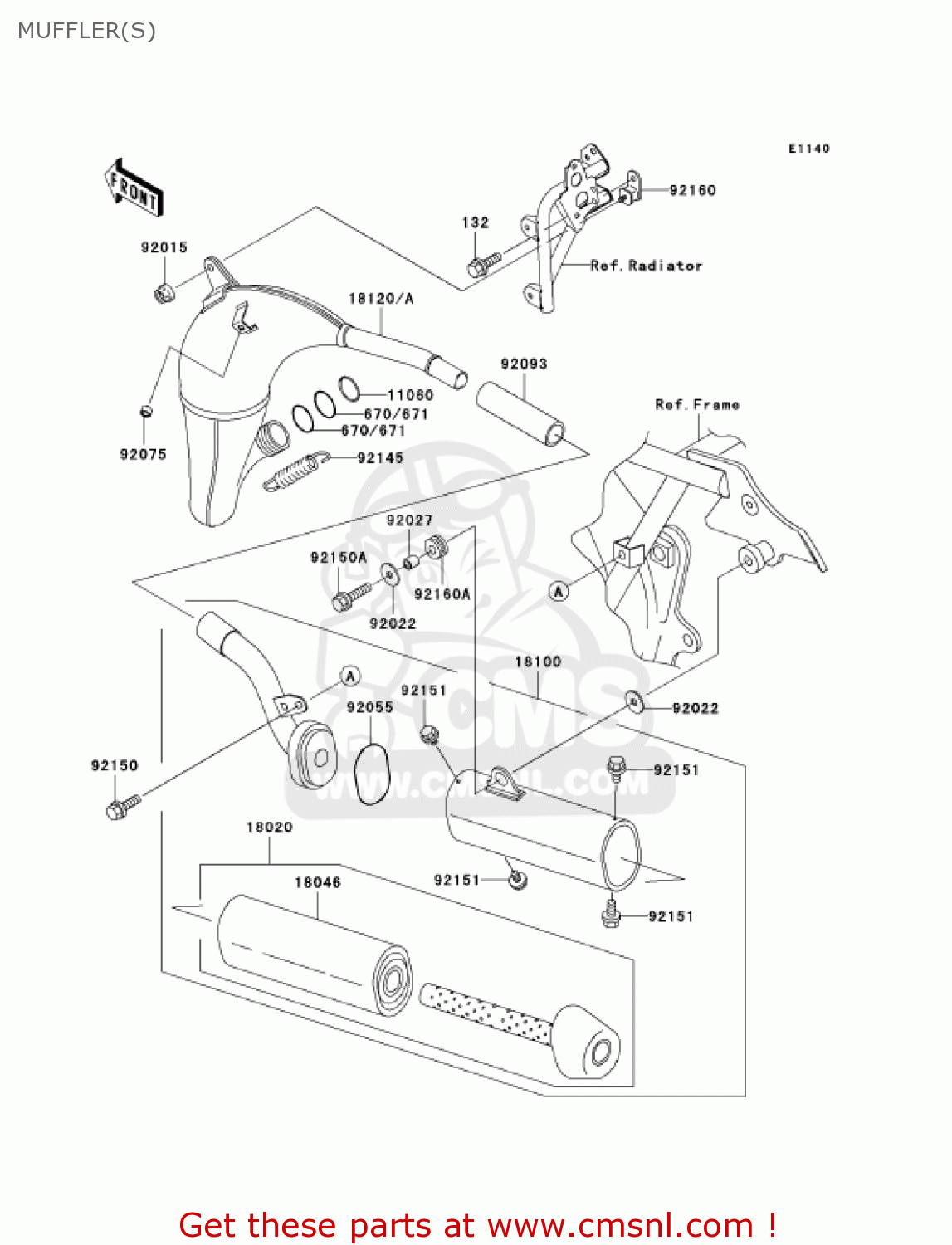 MUFFLER(S) KX100-D4 KX100 2004 USA CANADA