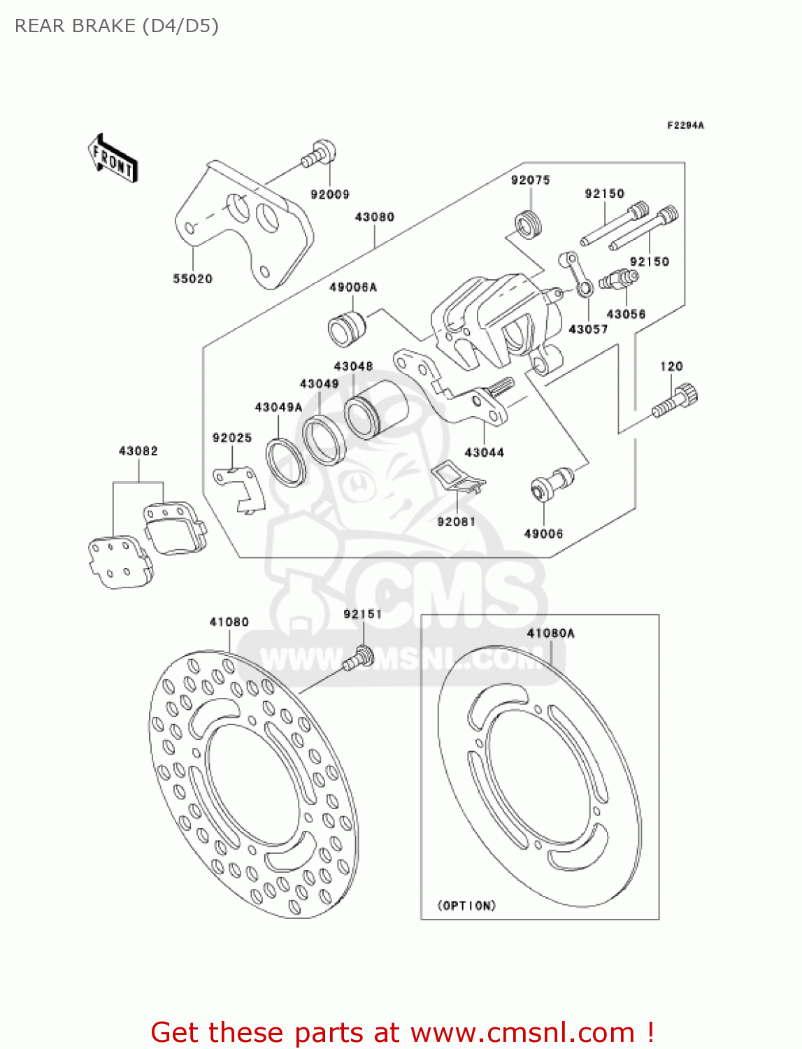 REAR BRAKE (D4/D5) KX100-D4 KX100 2004 USA CANADA