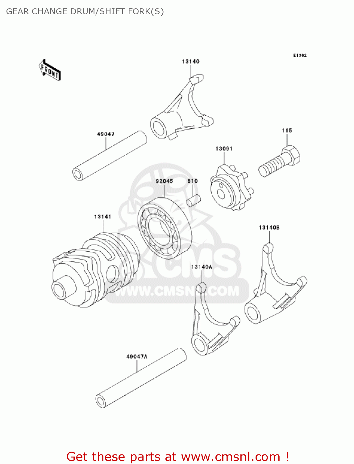 GEAR CHANGE DRUM/SHIFT FORK(S) KX100-D5 KX100 2005 USA CANADA
