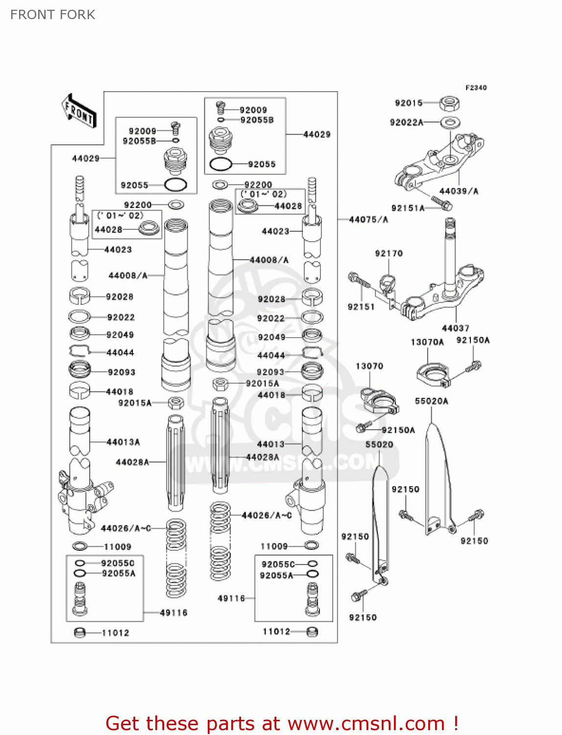FRONT FORK KX100-D5 KX100 2005 USA CANADA