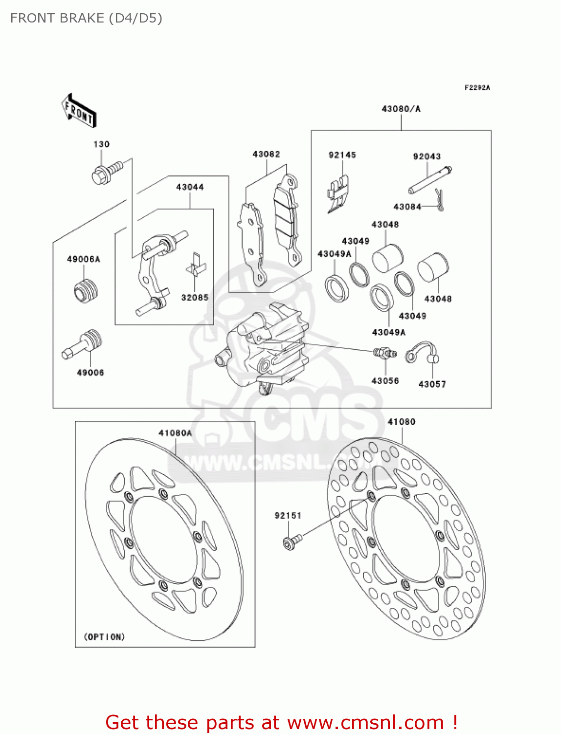 FRONT BRAKE (D4/D5) KX100-D5 KX100 2005 USA CANADA