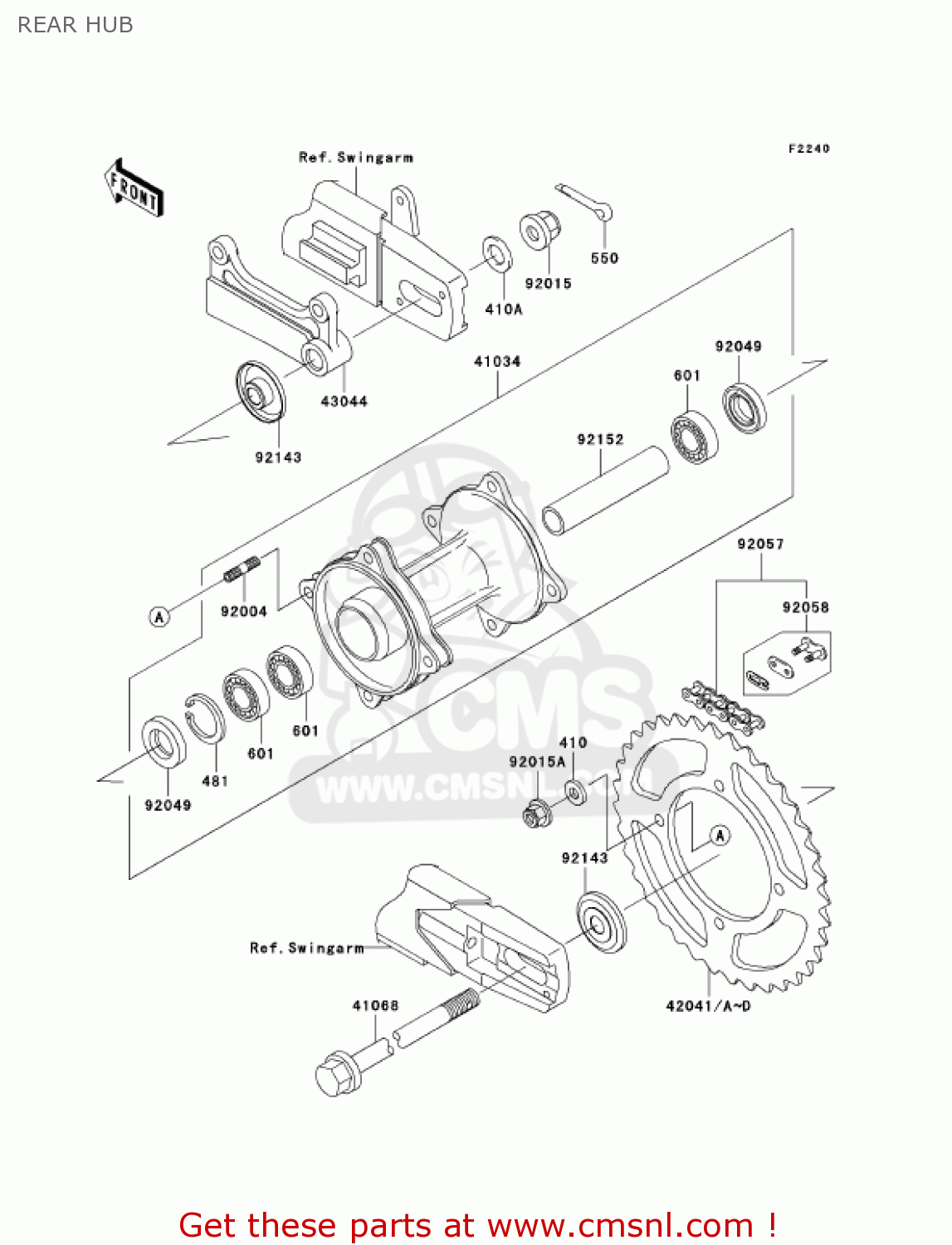 REAR HUB KX100D6F KX100 2006 USA CANADA