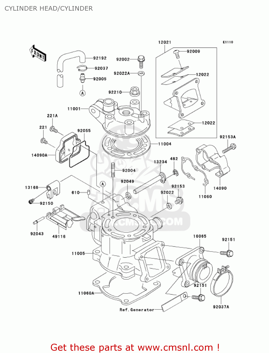 CYLINDER HEAD/CYLINDER KX100D6F KX100 2006 USA CANADA