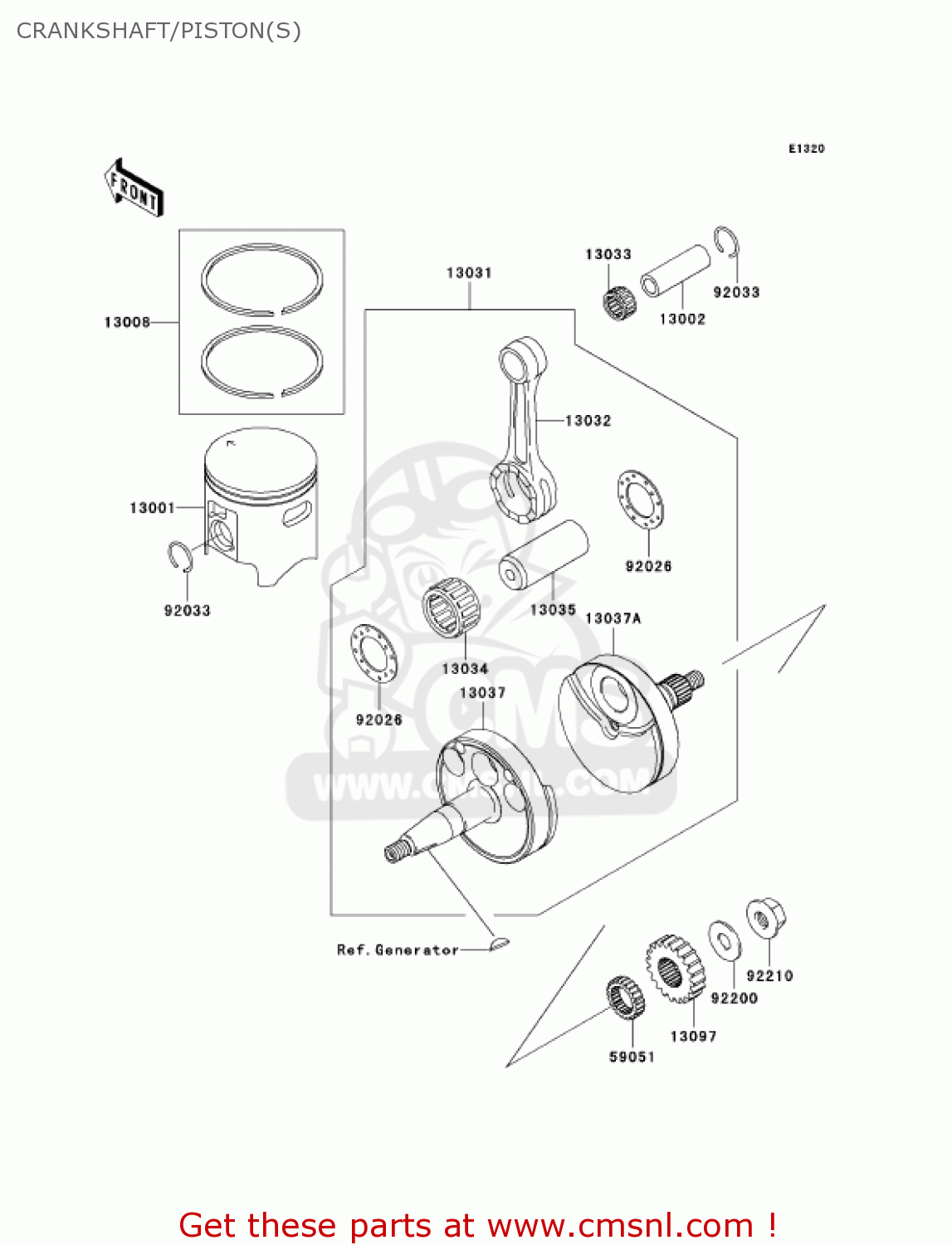 CRANKSHAFT/PISTON(S) KX100D6F KX100 2006 USA CANADA