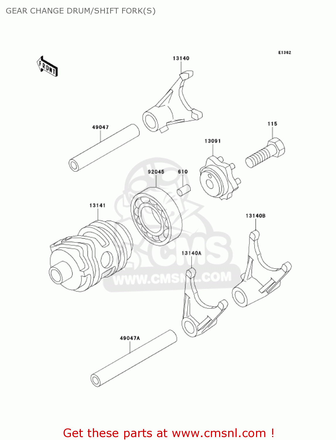 GEAR CHANGE DRUM/SHIFT FORK(S) KX100D6F KX100 2006 USA CANADA