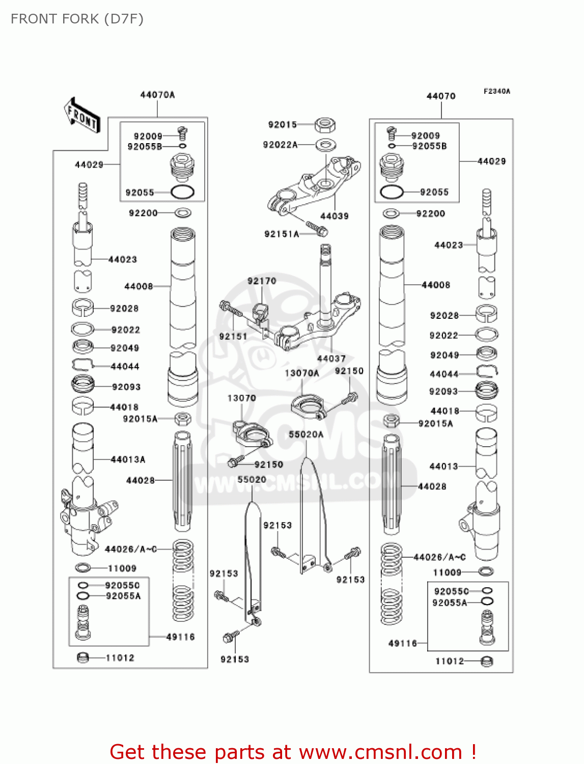 FRONT FORK (D7F) KX100D7F KX100 2007 USA CANADA