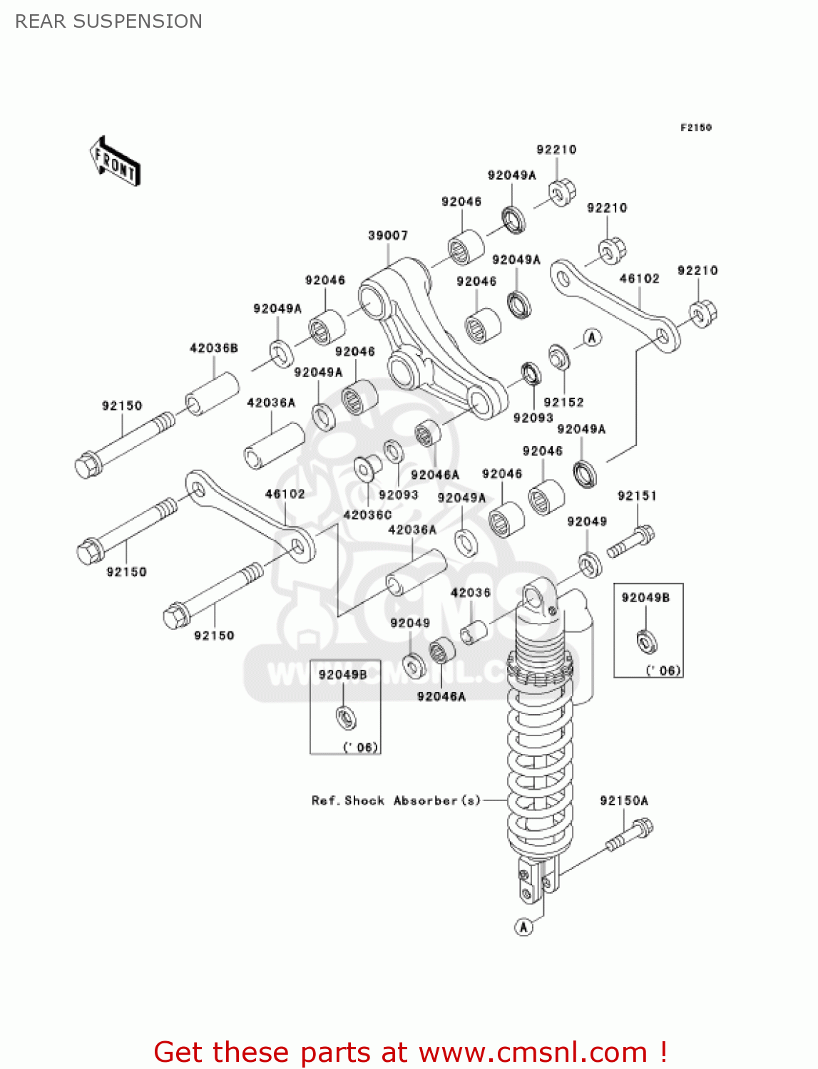 REAR SUSPENSION KX100D7F KX100 2007 USA CANADA