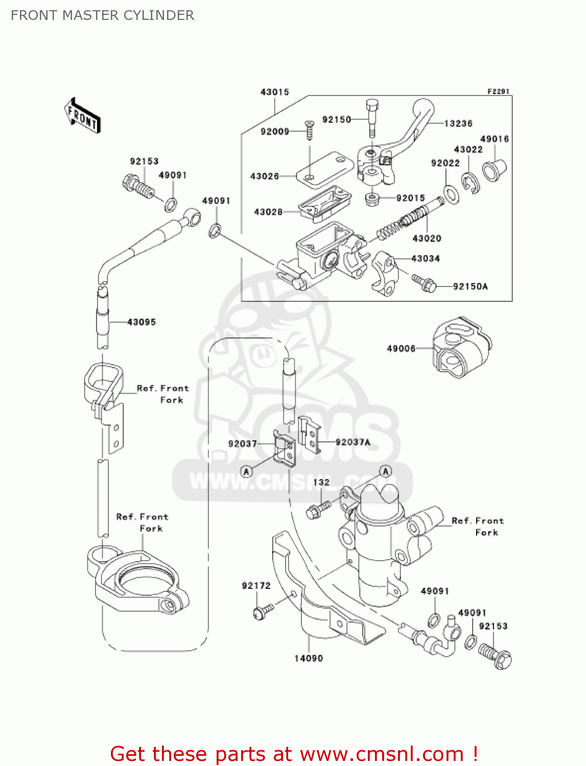 FRONT MASTER CYLINDER KX100D7F KX100 2007 USA CANADA