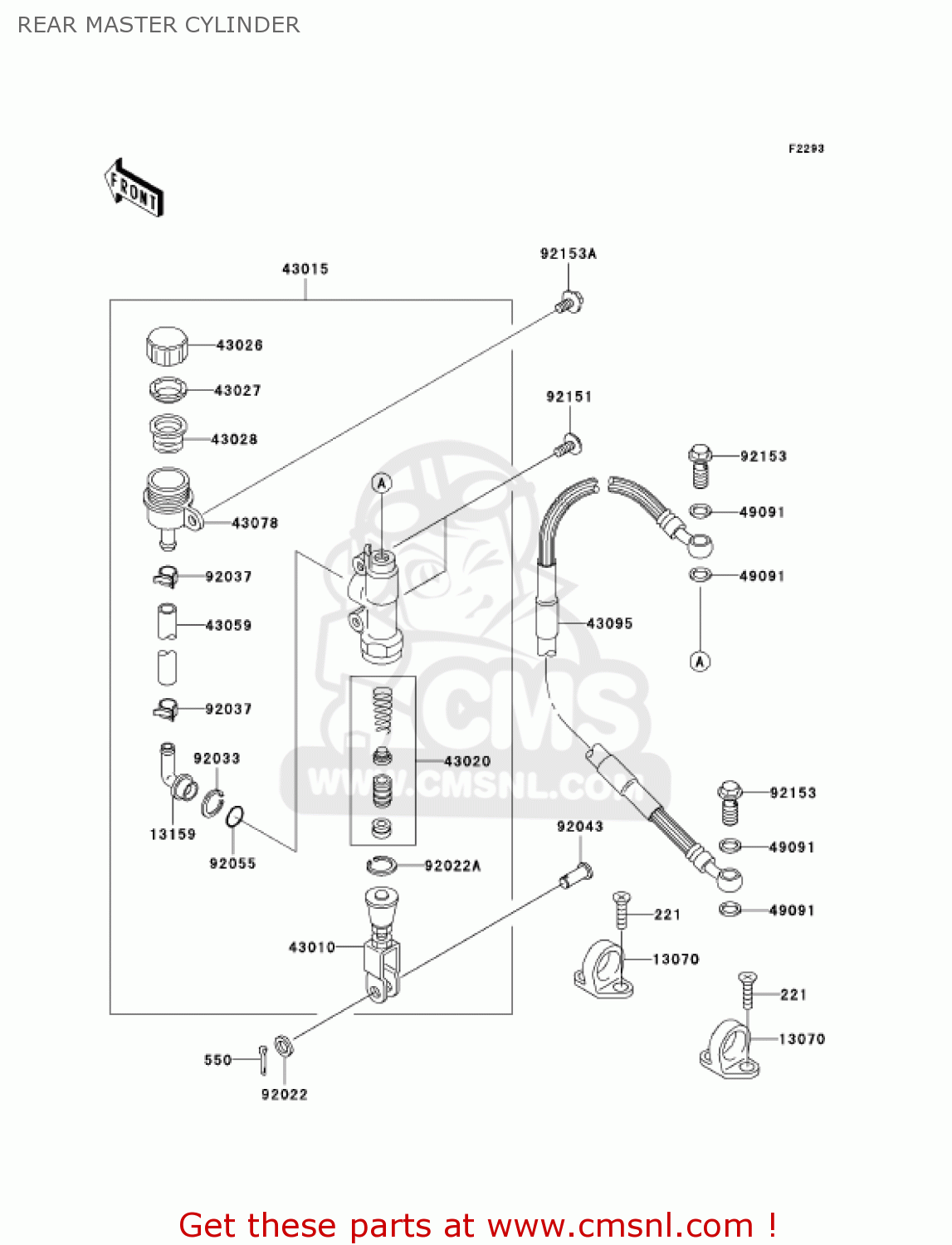 REAR MASTER CYLINDER KX100D7F KX100 2007 USA CANADA