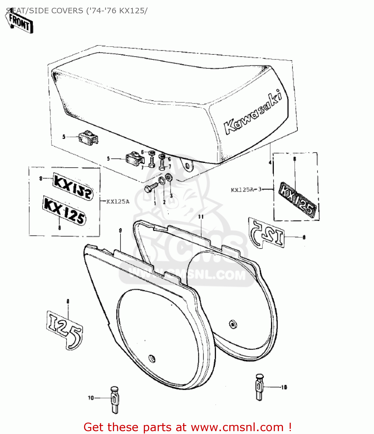 SEAT/SIDE COVERS ('74-'76 KX125/ KX125 1974