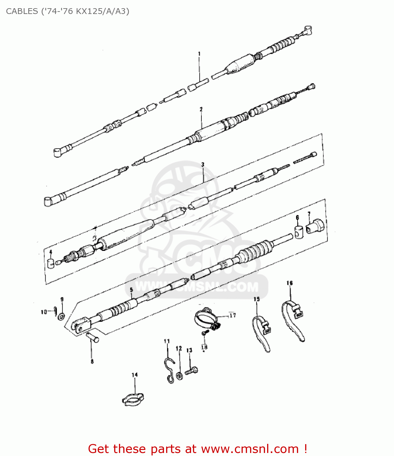 CABLES ('74-'76 KX125/A/A3) KX125 1974