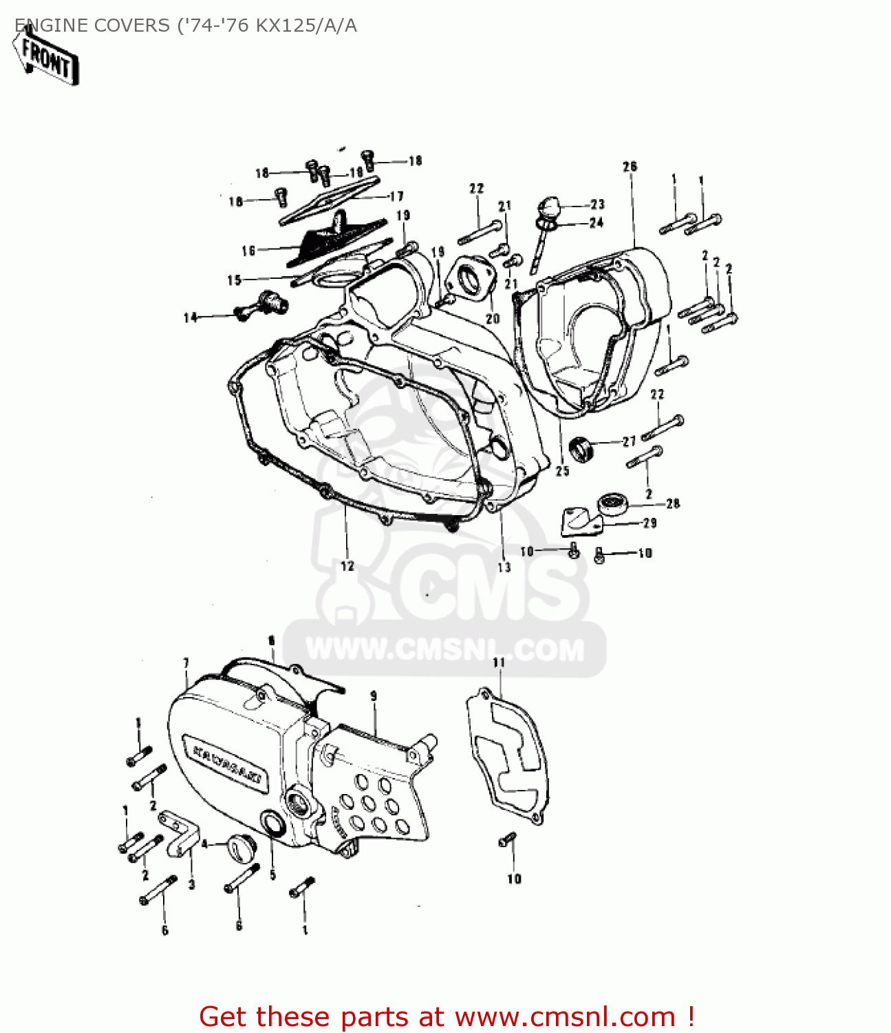ENGINE COVERS ('74-'76 KX125/A/A KX125 1974